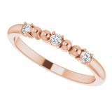 14K Gold Round Natural Diamond Beaded Ring – 2mm Stones - Rose Gold - view 5