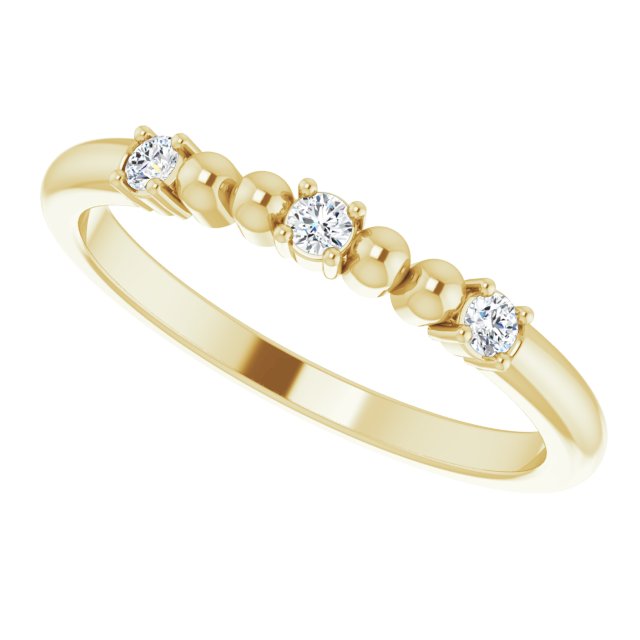 14K Gold Round Natural Diamond Beaded Ring – 2mm Stones - Yellow Gold - view 5