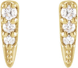 14K Gold Round Natural Diamond Spike Earrings II - Yellow Gold - view 2