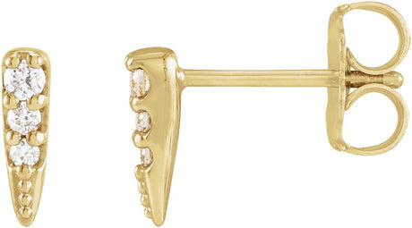 14K Gold Round Natural Diamond Spike Earrings II - Yellow Gold