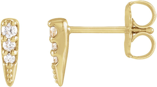 14K Gold Round Natural Diamond Spike Earrings II - Yellow Gold