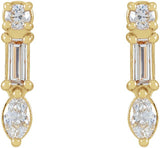 14K Gold Natural Diamond Multi-Shape Bar Earrings - Yellow Gold - view 2