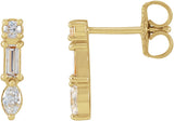 14K Gold Natural Diamond Multi-Shape Bar Earrings - Yellow Gold