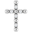 Platinum Round Natural Diamond Beaded Cross Necklace or Pendant