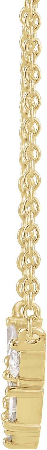 14K Gold Straight Baguette Natural Diamond Petite V Necklace - Yellow Gold - view 2