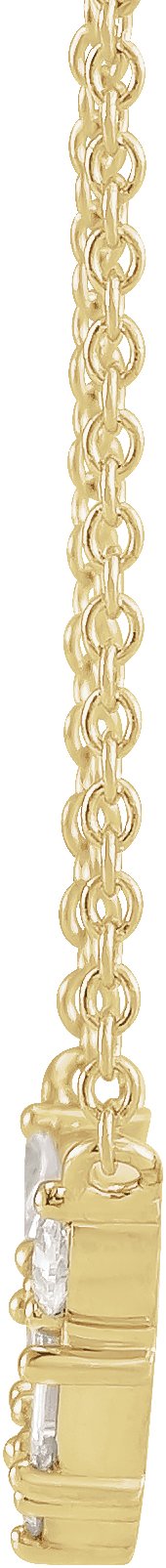 14K Gold Straight Baguette Natural Diamond Petite V Necklace - Yellow Gold - view 2