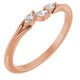 14K Gold Marquise Natural Diamond Accented Ring - Rose Gold