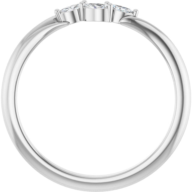 14K Gold Marquise Natural Diamond Accented Ring - White Gold - view 2
