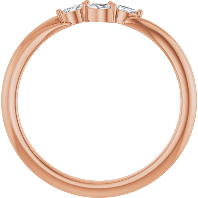 14K Gold Marquise Natural Diamond Accented Ring - Rose Gold - view 2