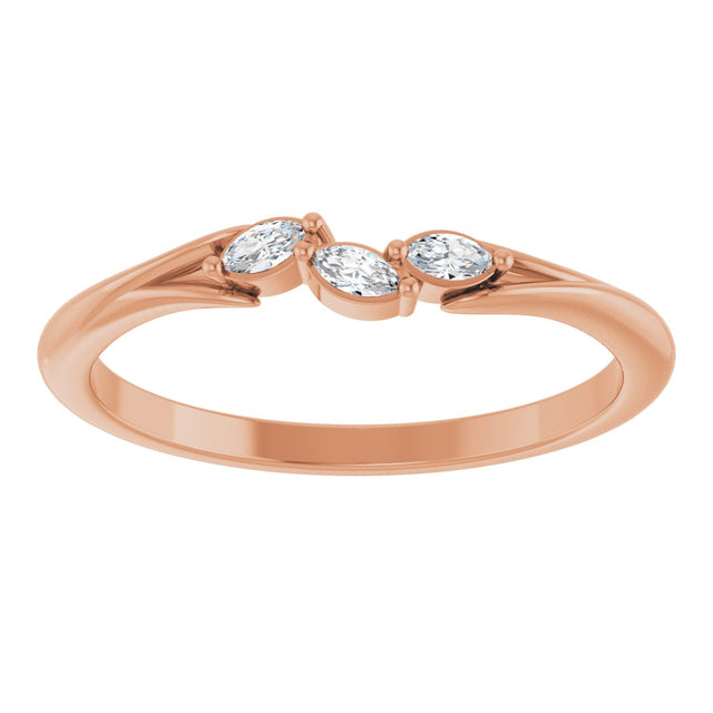 14K Gold Marquise Natural Diamond Accented Ring - Rose Gold - view 3
