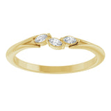 14K Gold Marquise Natural Diamond Accented Ring - Yellow Gold - view 3