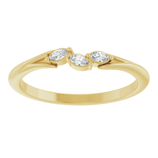 14K Gold Marquise Natural Diamond Accented Ring - Yellow Gold - view 3