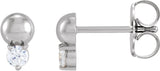 Platinum Round Natural Diamond Accented Bead Earrings