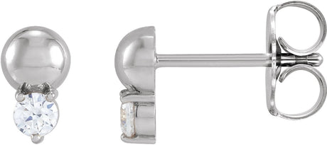 Platinum Round Natural Diamond Accented Bead Earrings