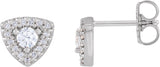 Platinum Round Natural Diamond Halo-Style Earrings – 3-4.1mm Stones
