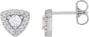 Platinum Round Natural Diamond Halo-Style Earrings – 3-4.1mm Stones