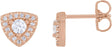 14K Gold Round Natural Diamond Halo-Style Earrings – 3-4.1mm Stones - Rose Gold