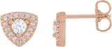 14K Gold Round Natural Diamond Halo-Style Earrings – 3-4.1mm Stones - Rose Gold