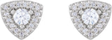 14K Gold Round Natural Diamond Halo-Style Earrings – 3-4.1mm Stones - White Gold - view 2