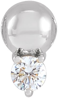 14K Gold Round Natural Diamond Accented Bead Necklace or Pendant - White Gold