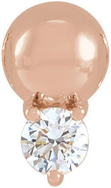 14K Gold Round Natural Diamond Accented Bead Necklace or Pendant - Rose Gold