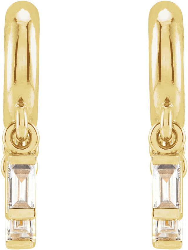 14K Gold Round Natural Diamond Fringe Hoop Earrings - Yellow Gold - view 2