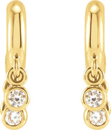 14K Gold Round Natural Diamond Fringe Hoop Earrings - Yellow Gold - view 2