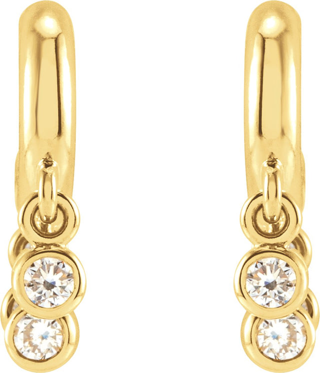 14K Gold Round Natural Diamond Fringe Hoop Earrings - Yellow Gold - view 2