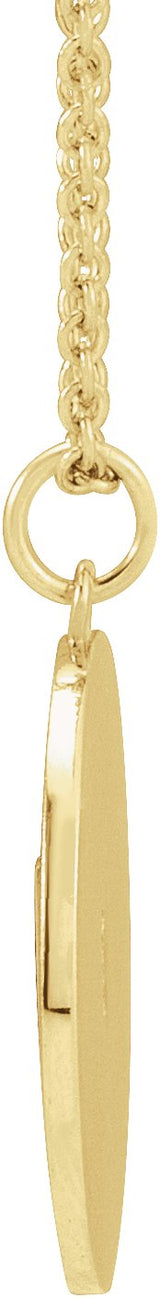14K Gold Marquise Natural Diamond Accented Disc Necklace or Pendant - Yellow Gold - view 2