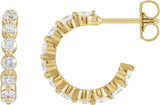 14K Gold Round Lab-Grown Diamond Accented Hoop Earrings – 2.2-3mm Stones - Yellow Gold