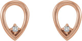 14K Gold Round Natural Diamond Accented Geometric Earrings – 1.5mm Stones - Rose Gold - view 2