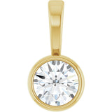 14K Gold Round Natural Diamond Bezel-Set Solitaire Necklace or Pendant – up to 0.06 CTW - Yellow Gold