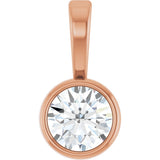 14K Gold Round Natural Diamond Bezel-Set Solitaire Necklace or Pendant – up to 0.06 CTW - Rose Gold