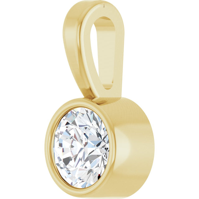 14K Gold Round Natural Diamond Bezel-Set Solitaire Necklace or Pendant – up to 0.06 CTW - Yellow Gold - view 2