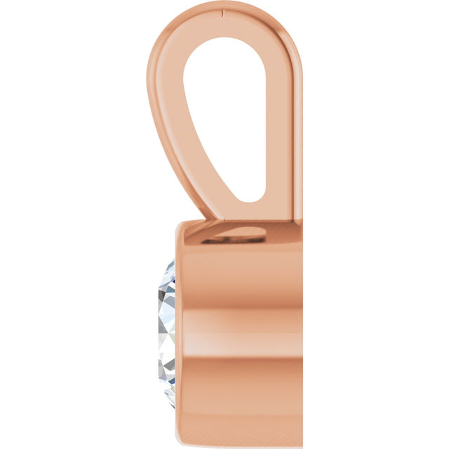 14K Gold Round Natural Diamond Bezel-Set Solitaire Necklace or Pendant – up to 0.06 CTW - Rose Gold - view 3