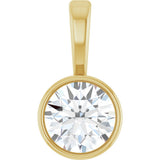 14K Gold Round Lab-Grown Diamond Bezel-Set Solitaire Necklace or Pendant - Yellow Gold