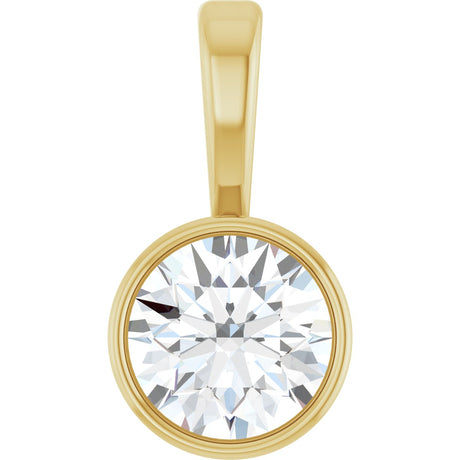 14K Gold Round Lab-Grown Diamond Bezel-Set Solitaire Necklace or Pendant - Yellow Gold