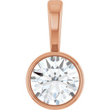 14K Gold Round Lab-Grown Diamond Bezel-Set Solitaire Necklace or Pendant - Rose Gold