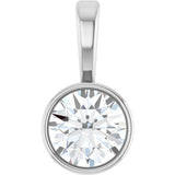 Platinum Round Natural Diamond Bezel-Set Solitaire Necklace or Pendant