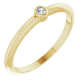 14K Gold Round Natural Diamond Bezel-Set Stackable Ring – 2-5.7mm Stones - Yellow Gold