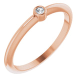 14K Gold Round Natural Diamond Bezel-Set Stackable Ring – 2-5.7mm Stones - Rose Gold
