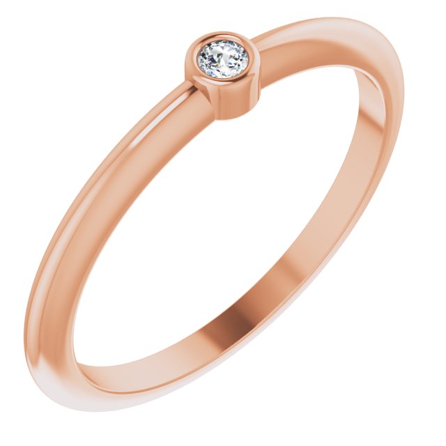 14K Gold Round Natural Diamond Bezel-Set Stackable Ring – 2-5.7mm Stones - Rose Gold