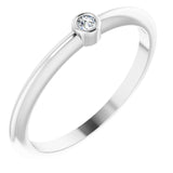 Platinum Round Natural Diamond Bezel-Set Stackable Ring – 2-5.7mm Stones