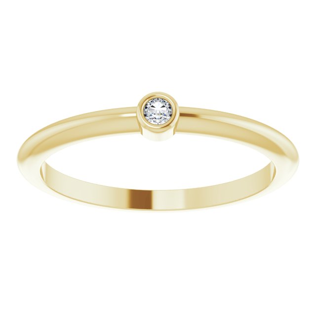14K Gold Round Natural Diamond Bezel-Set Stackable Ring – 2-5.7mm Stones - Yellow Gold - view 3
