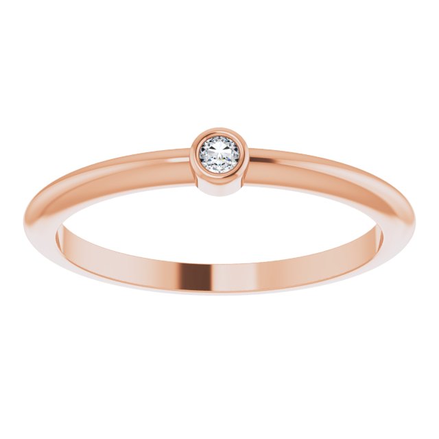 14K Gold Round Natural Diamond Bezel-Set Stackable Ring – 2-5.7mm Stones - Rose Gold - view 3