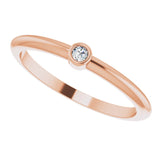 14K Gold Round Natural Diamond Bezel-Set Stackable Ring – 2-5.7mm Stones - Rose Gold - view 5