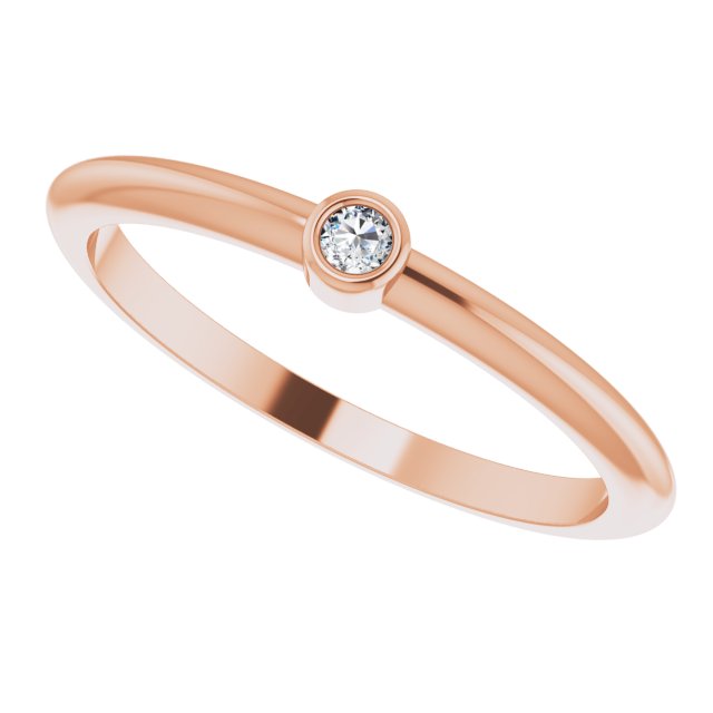 14K Gold Round Natural Diamond Bezel-Set Stackable Ring – 2-5.7mm Stones - Rose Gold - view 5