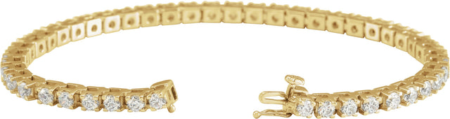 14K Gold Round Natural Diamond Line Bracelet – 1.4-3.1mm Stones - Yellow Gold - view 2