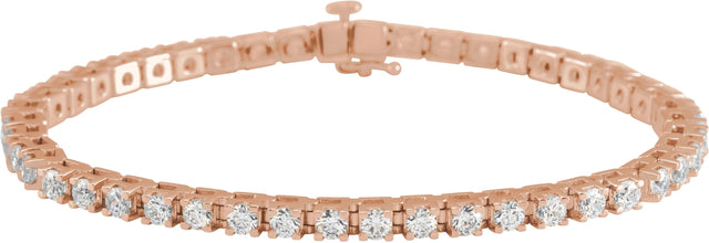 14K Gold Round Natural Diamond Line Bracelet – 1.4-3.1mm Stones - Rose Gold