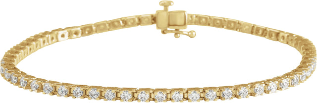 14K Gold Round Natural Diamond Line Bracelet – 1.4-3.1mm Stones - Yellow Gold